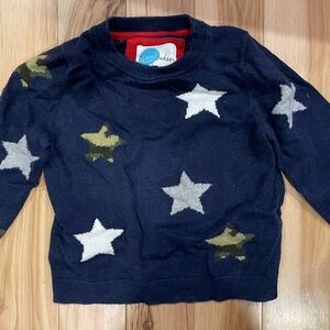 Mini Boden Navy and Olive Star Kids Sweater